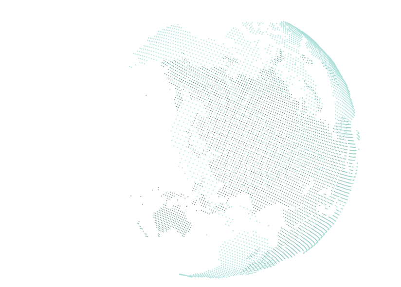 Globe made of glowing green dots