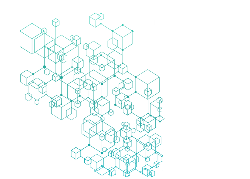 Isometric view of a series of cubes from a fractal projection